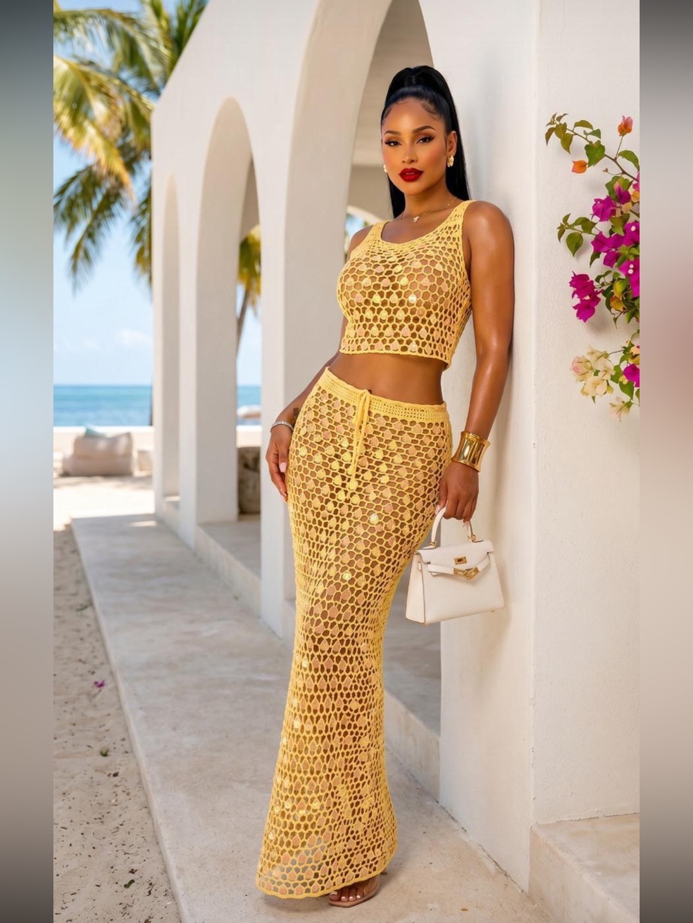 Sequin Crochet Maxi Skirt - Women's Festival & Evening Skirt